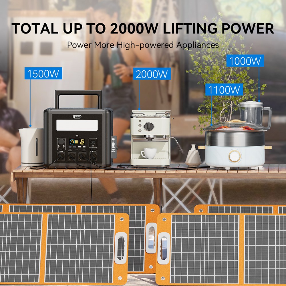 Flashfish T2000 2000W Portable Power Station  1536Wh LiFePO4 Battery  4000W Peak  1500W Fast AC Recharge  14 Outputs  for Home