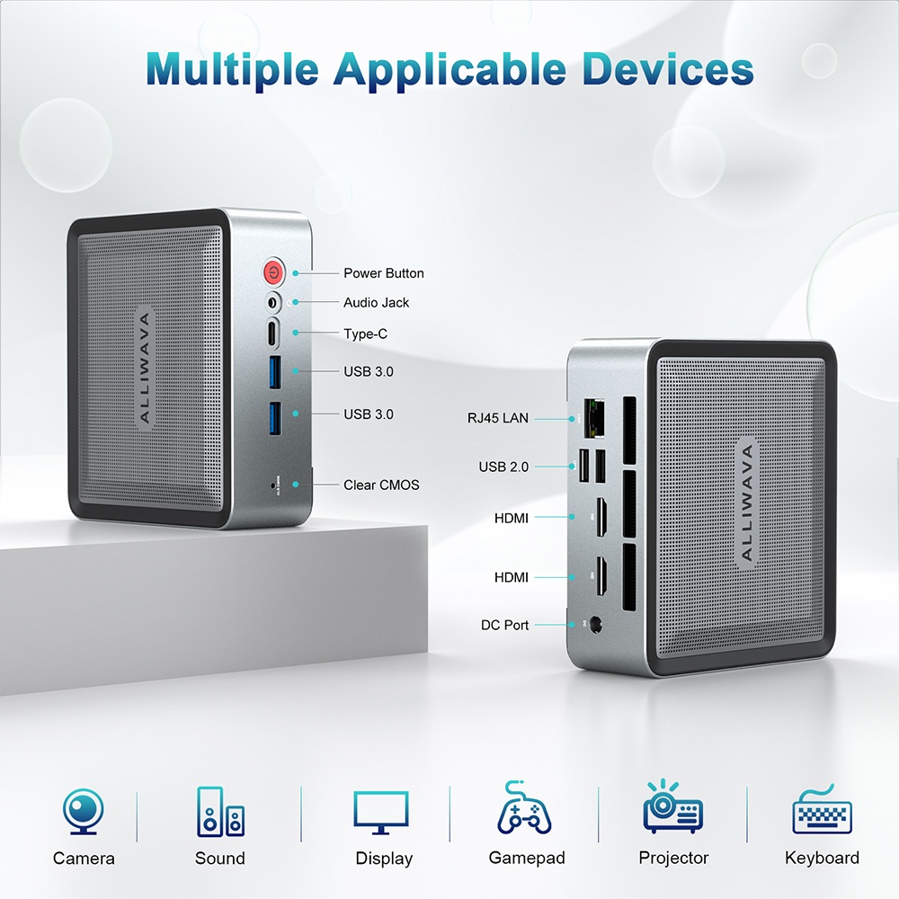 ALLIWAVA U58 Mini PC  AMD Ryzen 7 5825U 8 Cores Max 4 5GHz  16GB RAM 512GB SSD  2*HDMI USB-C 4K@60Hz Three Screen Display  WiFi