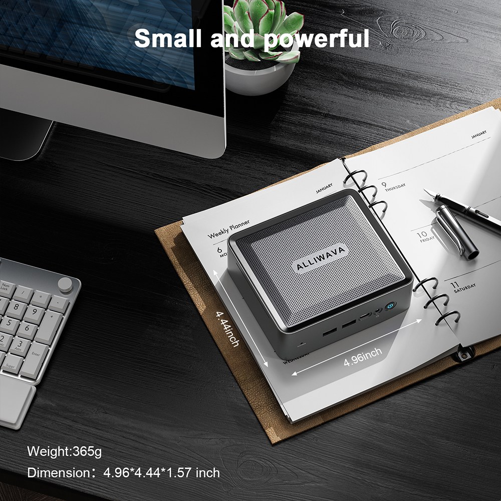 ALLIWAVA U58 Mini PC  AMD Ryzen 7 5825U 8 Cores Max 4 5GHz  16GB RAM 512GB SSD  2*HDMI USB-C 4K@60Hz Three Screen Display  WiFi