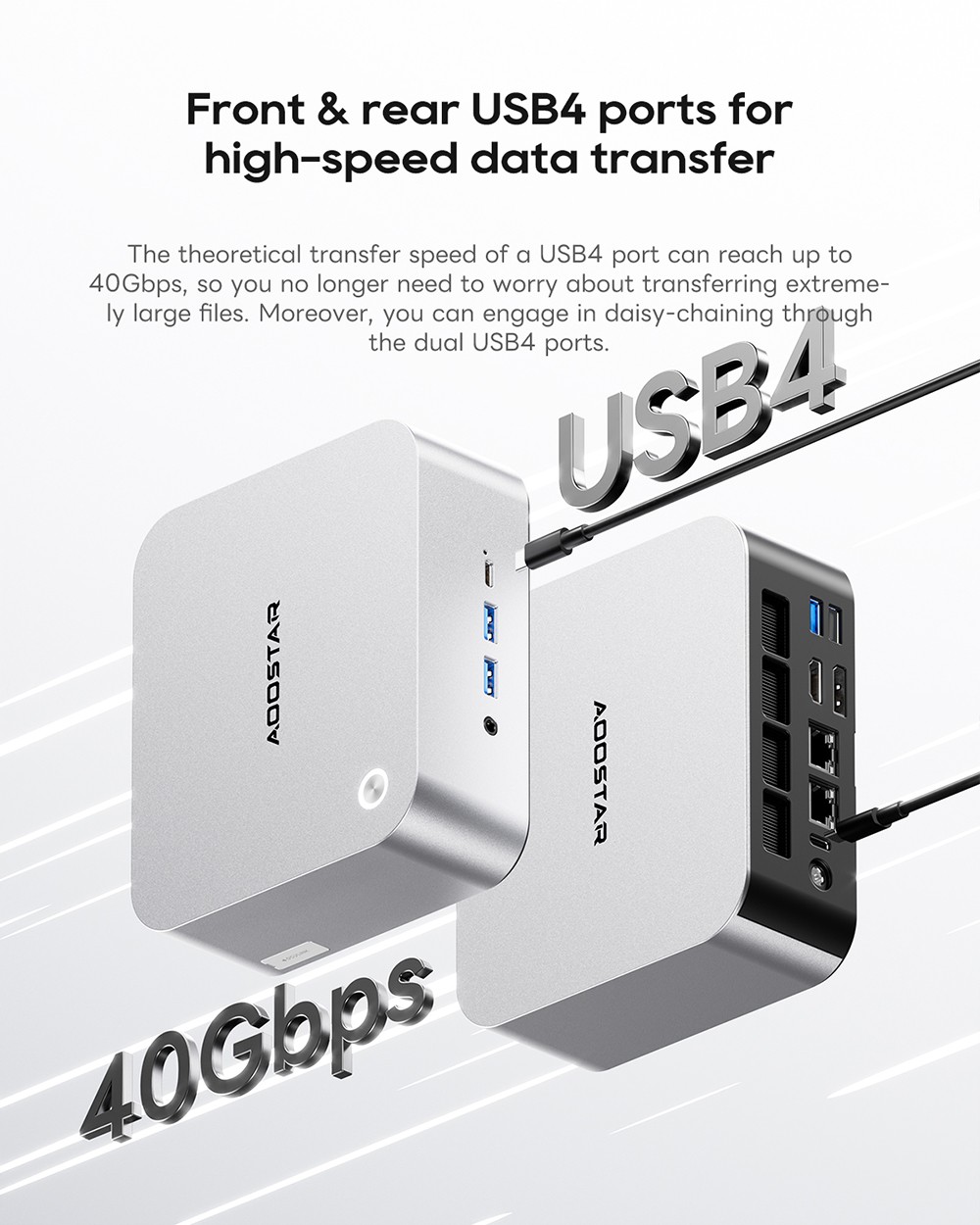 AOOSTAR MACO Mini PC Barebone  No RAM No SSD   AMD Ryzen 7 H255 8 Cores Max 4 9GHz  2*USB4   HDMI   DP Quad Screen Display  WiF
