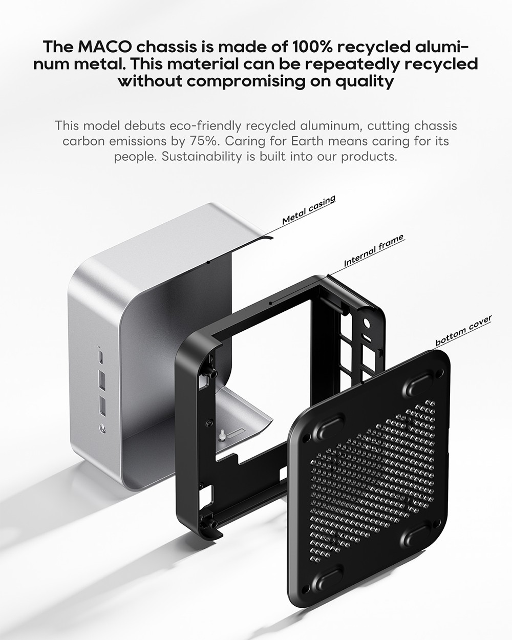 AOOSTAR MACO Mini PC Barebone  No RAM No SSD   AMD Ryzen 7 H255 8 Cores Max 4 9GHz  2*USB4   HDMI   DP Quad Screen Display  WiF