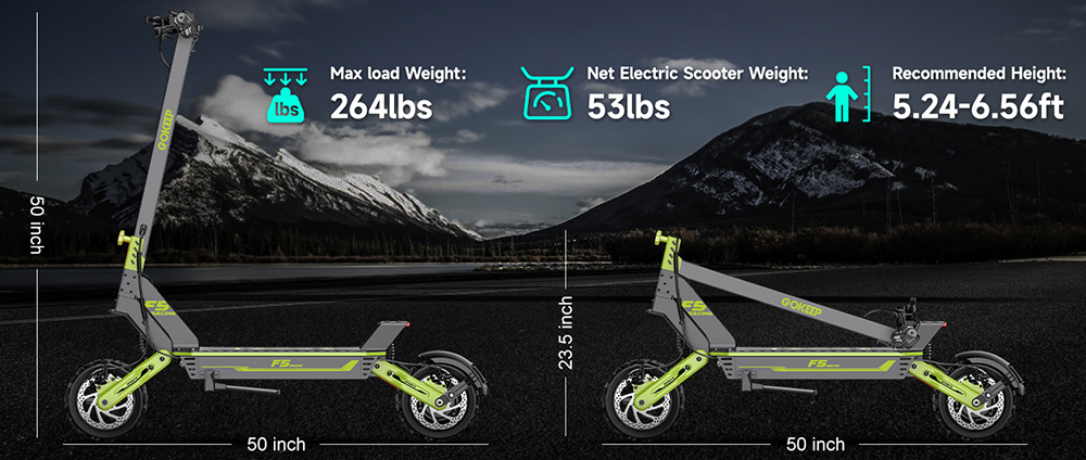 GOKEEP F5 Electric Scooter 1000W Motor 52V 20Ah Battery 11 inch Tires 55km/h Max Speed 80km Max Range Front