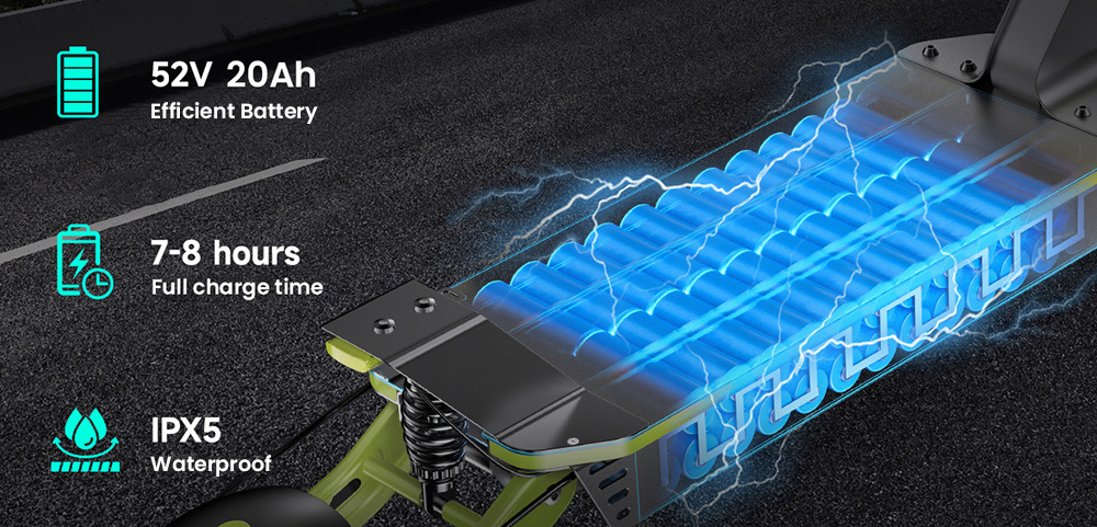GOKEEP F5 Electric Scooter 1000W Motor 52V 20Ah Battery 11 inch Tires 55km/h Max Speed 80km Max Range Front
