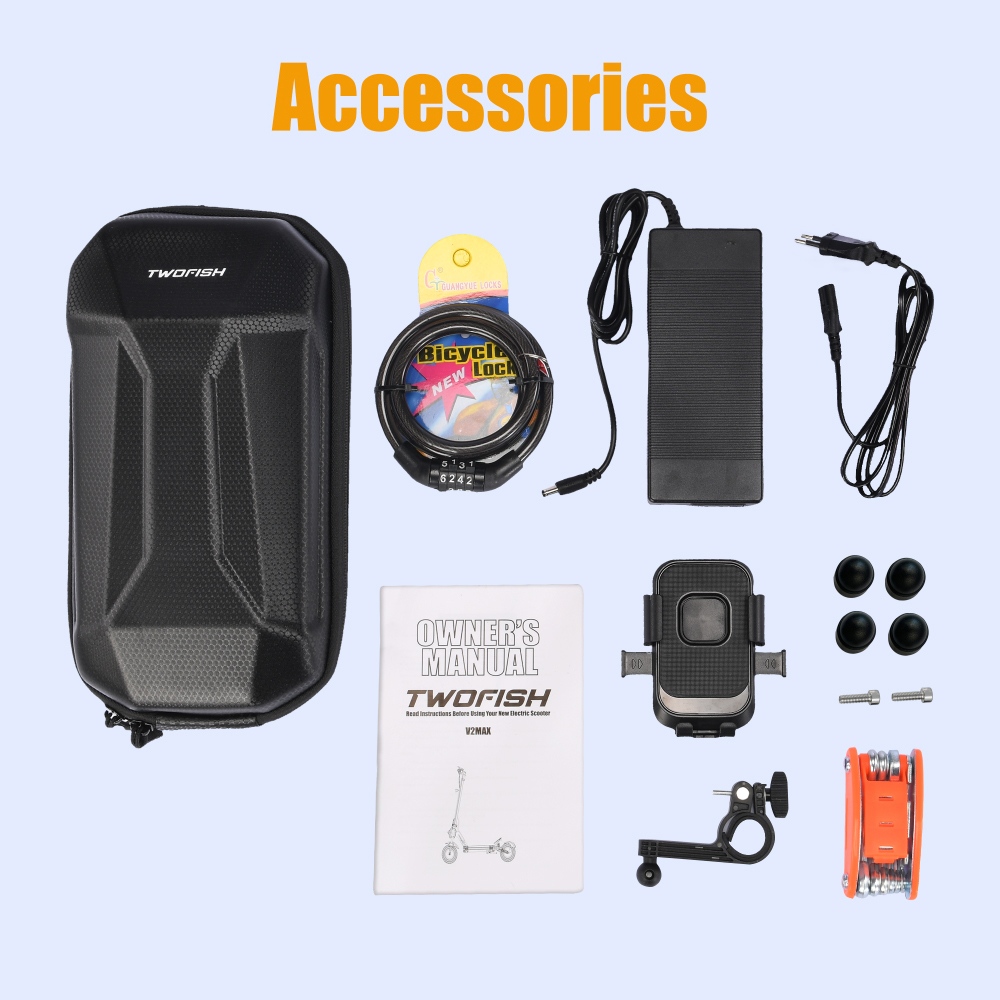 TWOFISH V4 MAX Electric Scooter 800W Motor 52V 23Ah Battery 10 inch Tires 57km/h Max Speed 60km Range Dual Disc Brake Fr