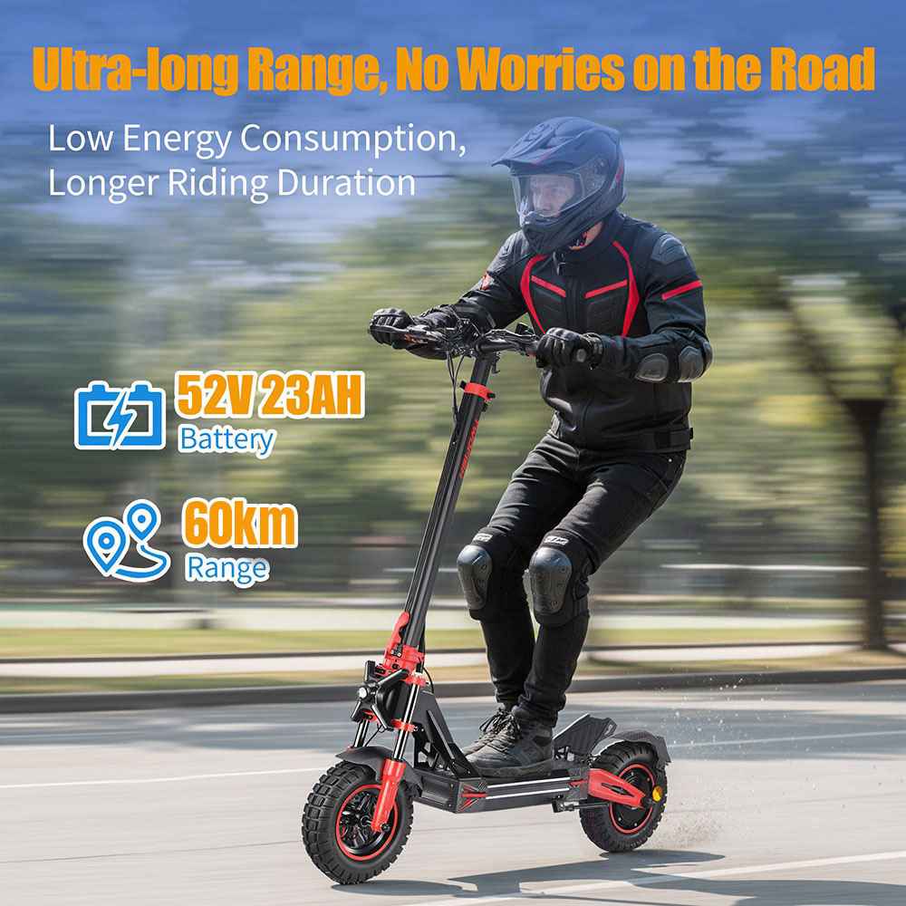 TWOFISH V4 MAX Electric Scooter 800W Motor 52V 23Ah Battery 10 inch Tires 57km/h Max Speed 60km Range Dual Disc Brake Fr