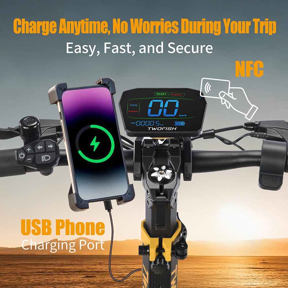 TWOFISH TW3 PRO Electric Scooter 1000W*2 Motor 52V 23Ah Battery 11 inch Tires 60km/h Max Speed 55km Range Dual Disc Brake