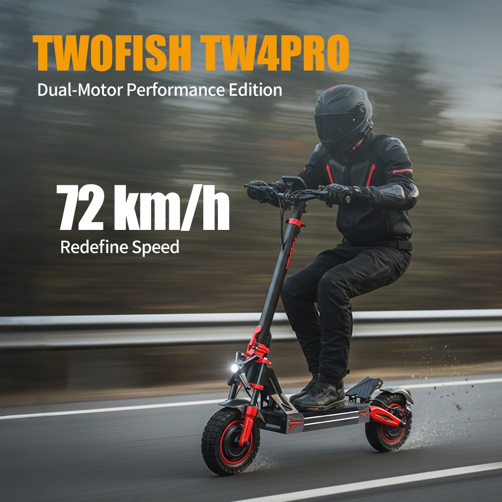 TWOFISH TW4 PRO Electric Scooter 1000W*2 Motor 60V 23Ah Battery 11 inch Tires 72km/h Max Speed 60km Max Range Dual Disc B