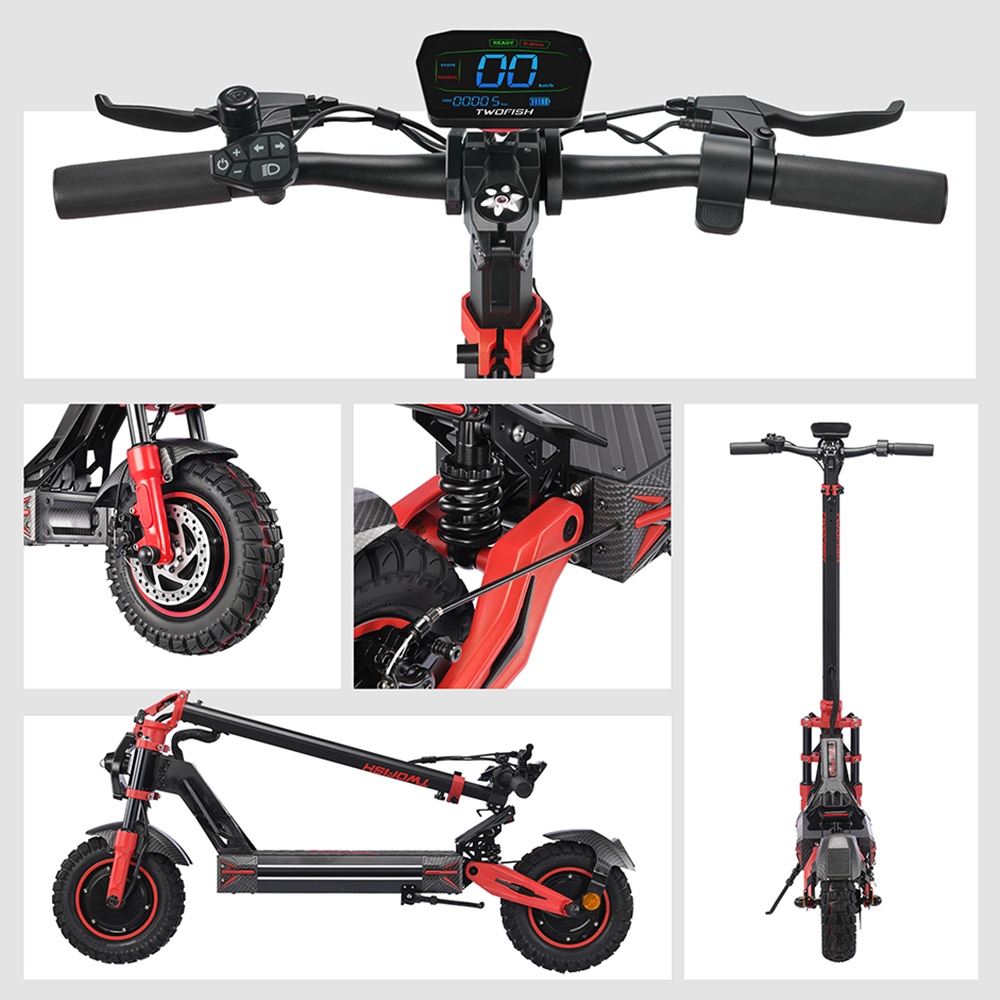 TWOFISH TW4 PRO Electric Scooter 1000W*2 Motor 60V 23Ah Battery 11 inch Tires 72km/h Max Speed 60km Max Range Dual Disc B