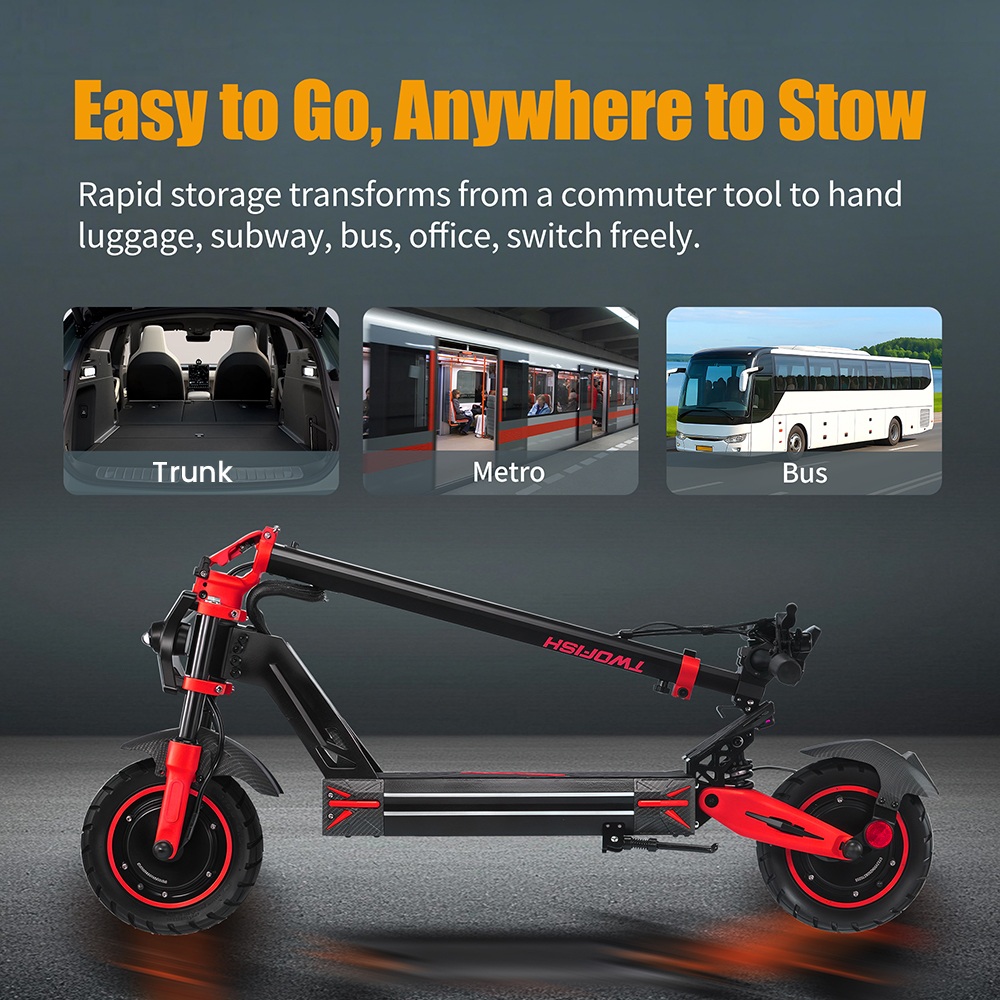 TWOFISH TW4 PRO Electric Scooter 1000W*2 Motor 60V 23Ah Battery 11 inch Tires 72km/h Max Speed 60km Max Range Dual Disc B