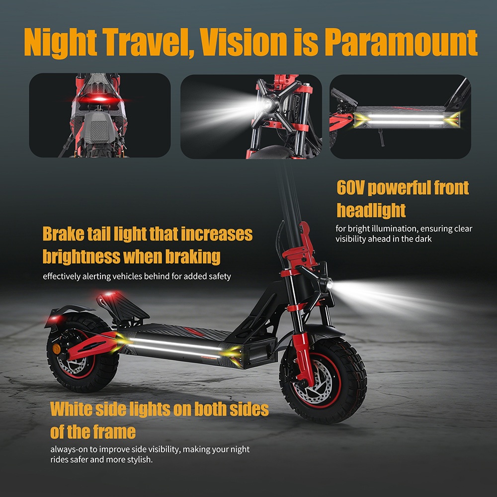 TWOFISH TW4 PRO Electric Scooter 1000W*2 Motor 60V 23Ah Battery 11 inch Tires 72km/h Max Speed 60km Max Range Dual Disc B