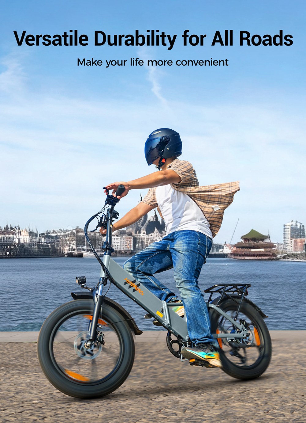 HillMiles Mile 2 Electric Bike 250W Motor 36V 13Ah Battery 100km Range 20*3 inch Tires Dual Hydraulic Brakes - Blue