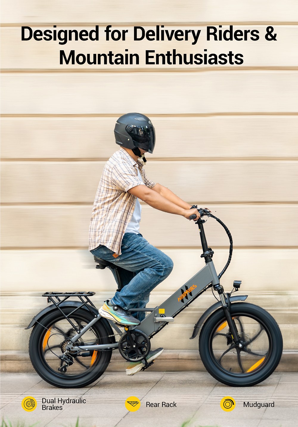 HillMiles Mile 2 Electric Bike 250W Motor 36V 13Ah Battery 100km Range 20*3 inch Tires Dual Hydraulic Brakes - Blue