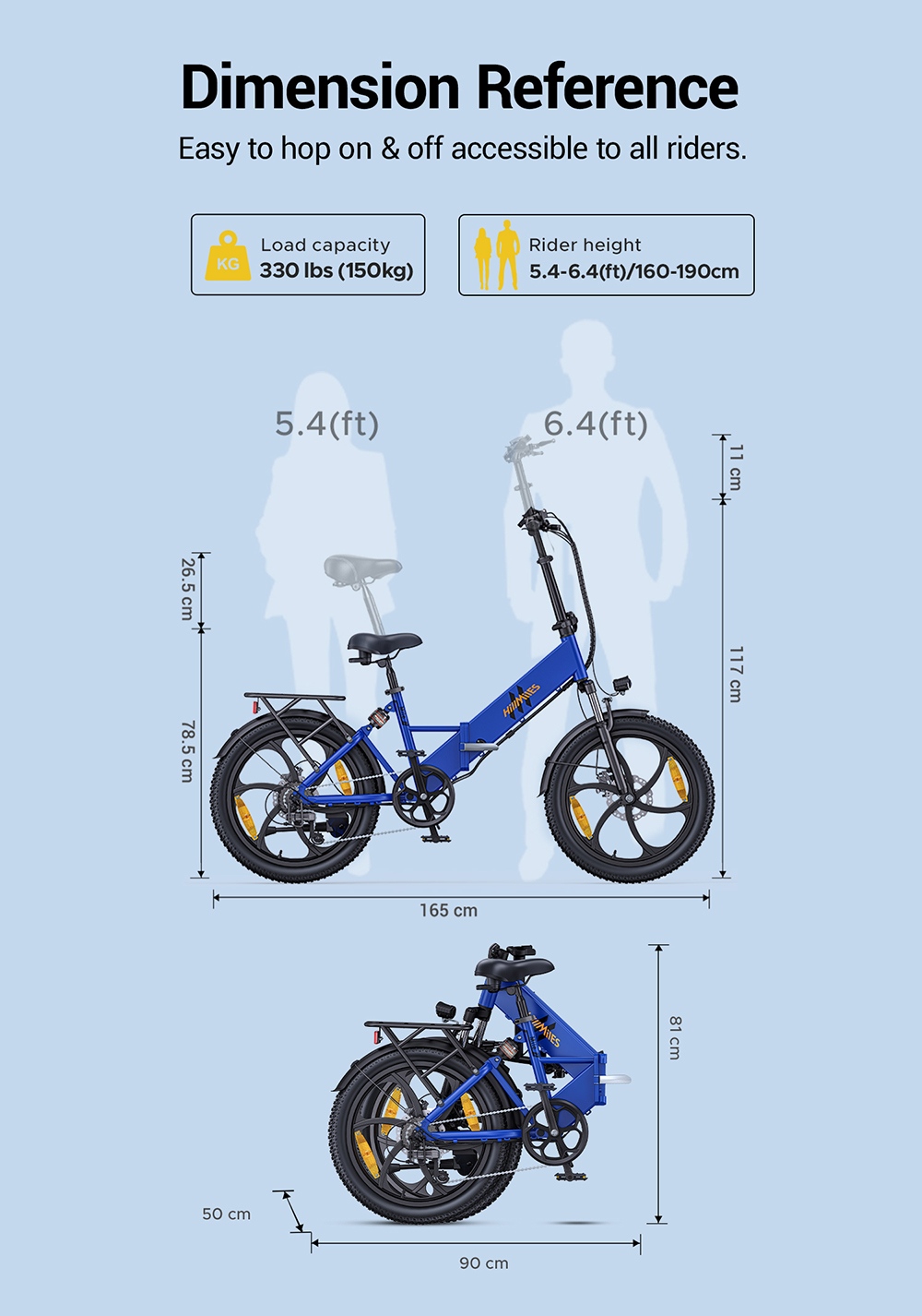 HillMiles Mile 2 Electric Bike 250W Motor 36V 13Ah Battery 100km Range 20*3 inch Tires Dual Hydraulic Brakes - Grey