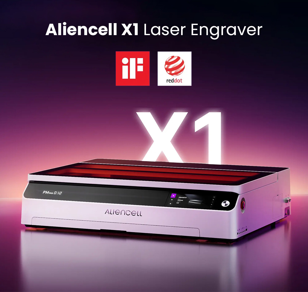 Aliencell X1 40W Desktop Diode Laser Engraver Air Pump 600mm/s Speed 0 08×0 1mm Spot 610×477mm Working Area Dual 8MP Au