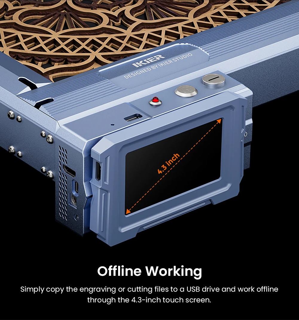 IKIER K1 Ultra 36W Laser Engraver  410mm×410mm Working Area  800mm/s Speed  0 08mm×0 1mm Laser Spot  0 01mm Precision  Auto F