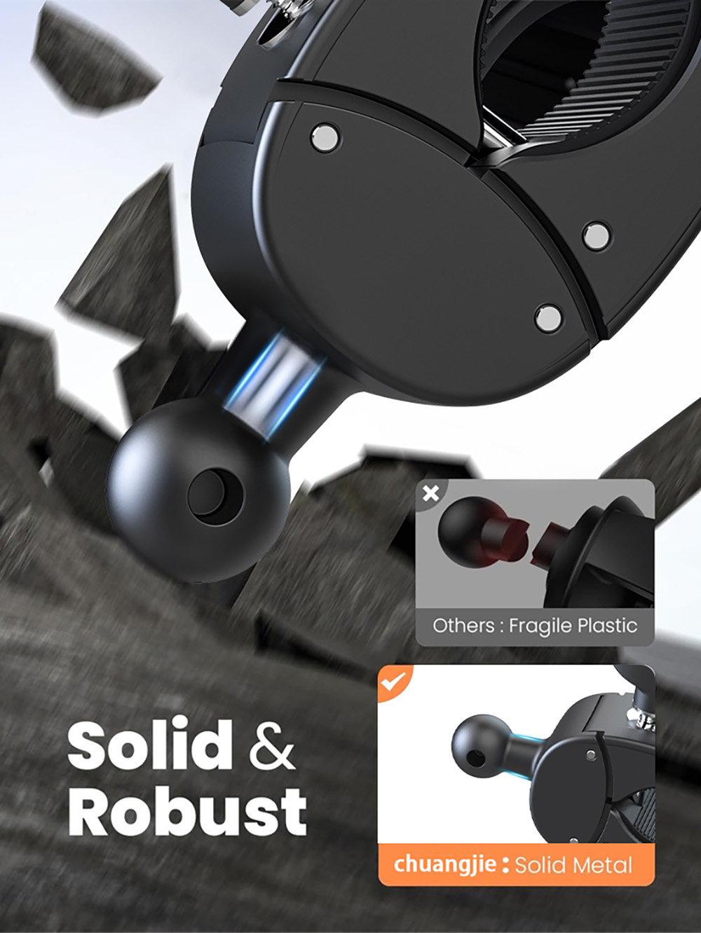 Bike Phone Holder Handlebar Clamp  Motorcycle Scooter Phone Mount Holder for 0 71-1 57''  18-40mm  Diameter Handlebar  Compatib