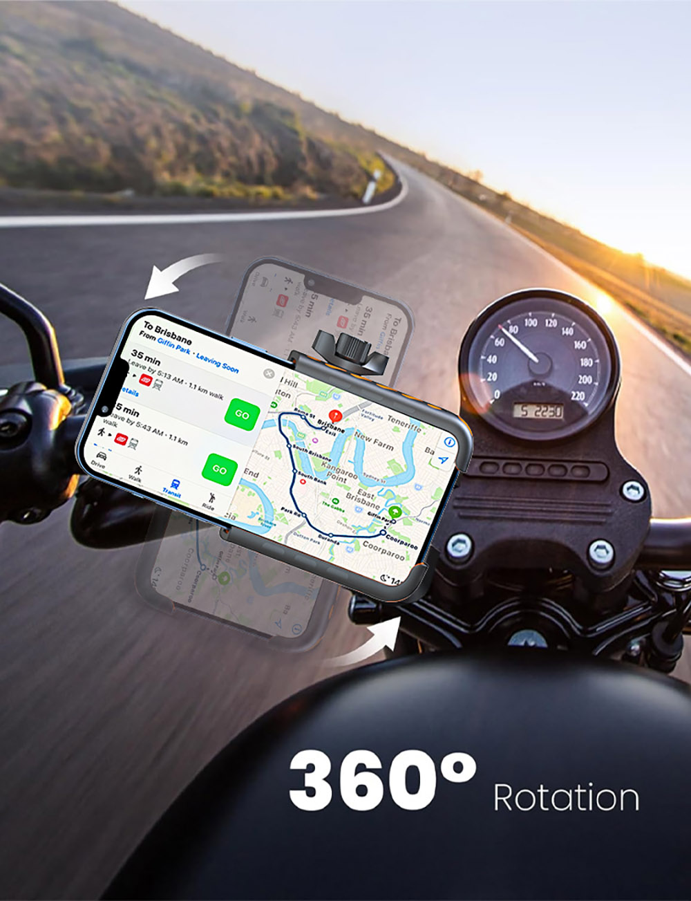 Bike Phone Holder Handlebar Clamp  Motorcycle Scooter Phone Mount Holder for 0 71-1 57''  18-40mm  Diameter Handlebar  Compatib