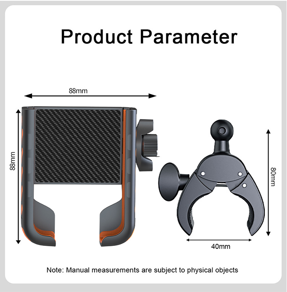 Bike Phone Holder Handlebar Clamp  Motorcycle Scooter Phone Mount Holder for 0 71-1 57''  18-40mm  Diameter Handlebar  Compatib