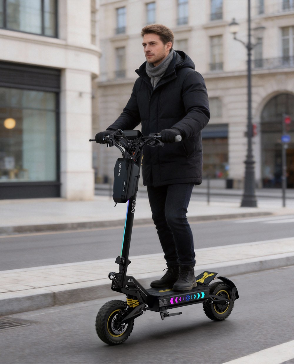 OOTD T10 Pro Electric Scooter  2*1300W Motor  52V 23 4Ah Battery  11 inch Tires  65km/h Max Speed  70km Range  Hydraulic Disc B