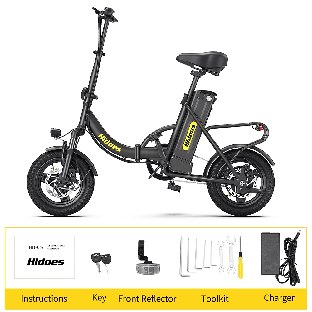 Hidoes C5 Folding Electric Bike  350W Motor  36V 10 4Ah Battery  14 inch Tires  25km/h Max Speed  28km Range  Front