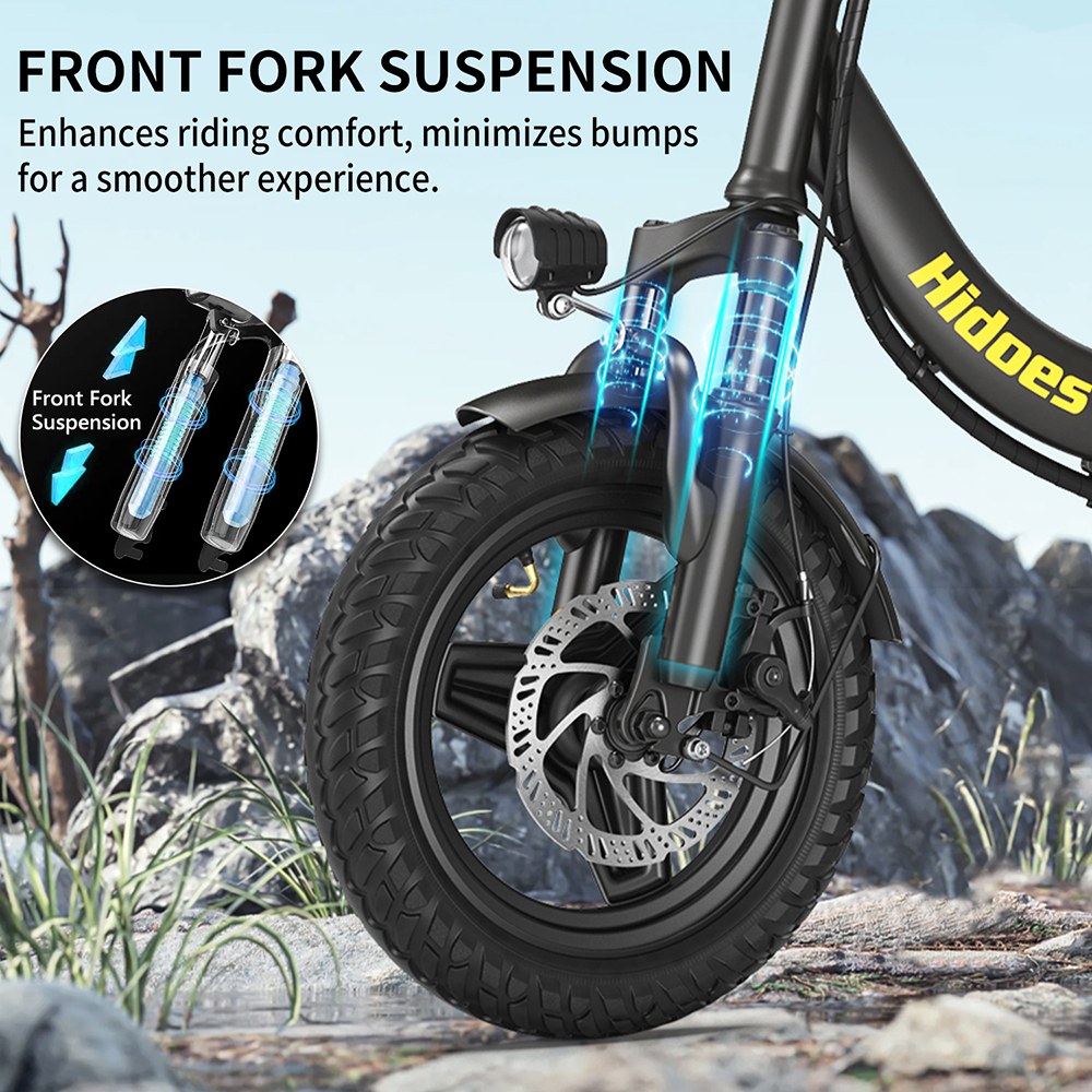 Hidoes C5 Folding Electric Bike  350W Motor  36V 10 4Ah Battery  14 inch Tires  25km/h Max Speed  28km Range  Front
