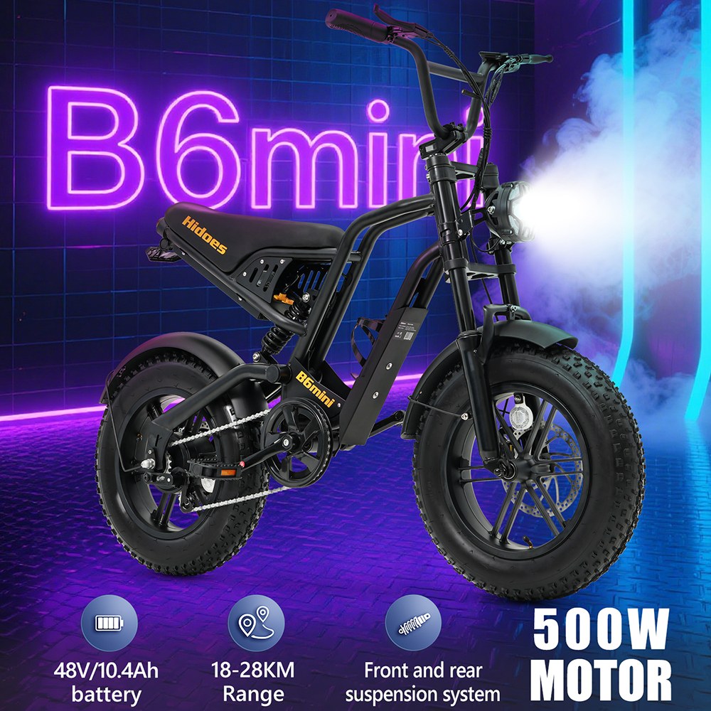 Hidoes B6mini Electric Bike  500W Motor  48V 10 4Ah Battery  16 inch Tires  35km/h Max Speed  28km Range  Front