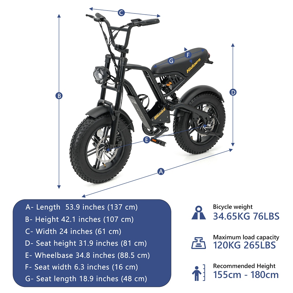 Hidoes B6mini Electric Bike  500W Motor  48V 10 4Ah Battery  16 inch Tires  35km/h Max Speed  28km Range  Front