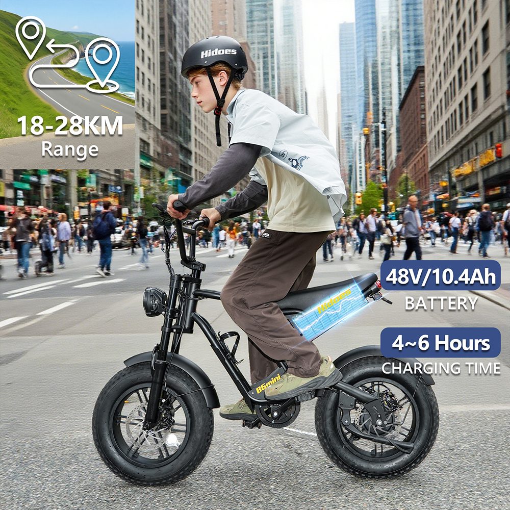 Hidoes B6mini Electric Bike  500W Motor  48V 10 4Ah Battery  16 inch Tires  35km/h Max Speed  28km Range  Front