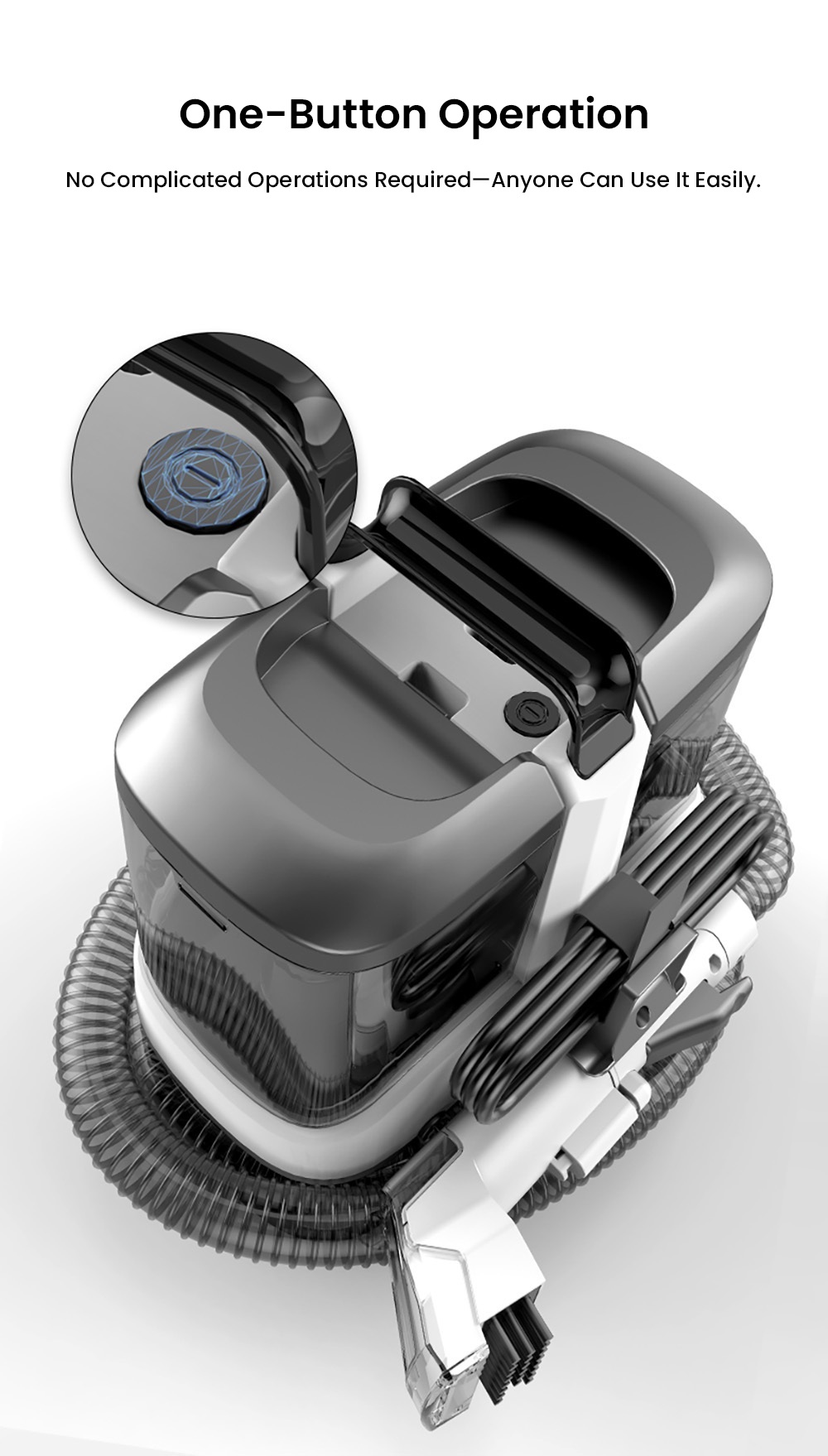 MAMNV C3 Portable Fabric Cleaner  13 000Pa Suction  500W Brush Motor  1 5m Flexible Hose  1000ml Clean