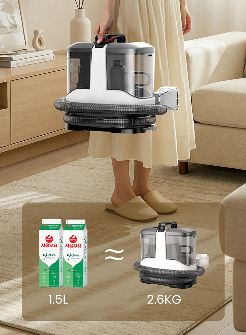 MAMNV C3 Portable Fabric Cleaner  13 000Pa Suction  500W Brush Motor  1 5m Flexible Hose  1000ml Clean