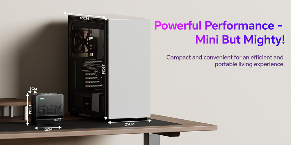 AOOSTAR GEM12  Mini PC Barebone  No RAM No SSD   AMD Ryzen 7 Pro 8845HS 8 Core Max 5 1GHz  HDMI2 1   DP1 4  USB4   Type-C 4K Fo
