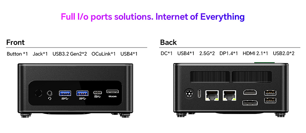 AOOSTAR GEM12  Mini PC Barebone  No RAM No SSD   AMD Ryzen 7 Pro 8845HS 8 Core Max 5 1GHz  HDMI2 1   DP1 4  USB4   Type-C 4K Fo