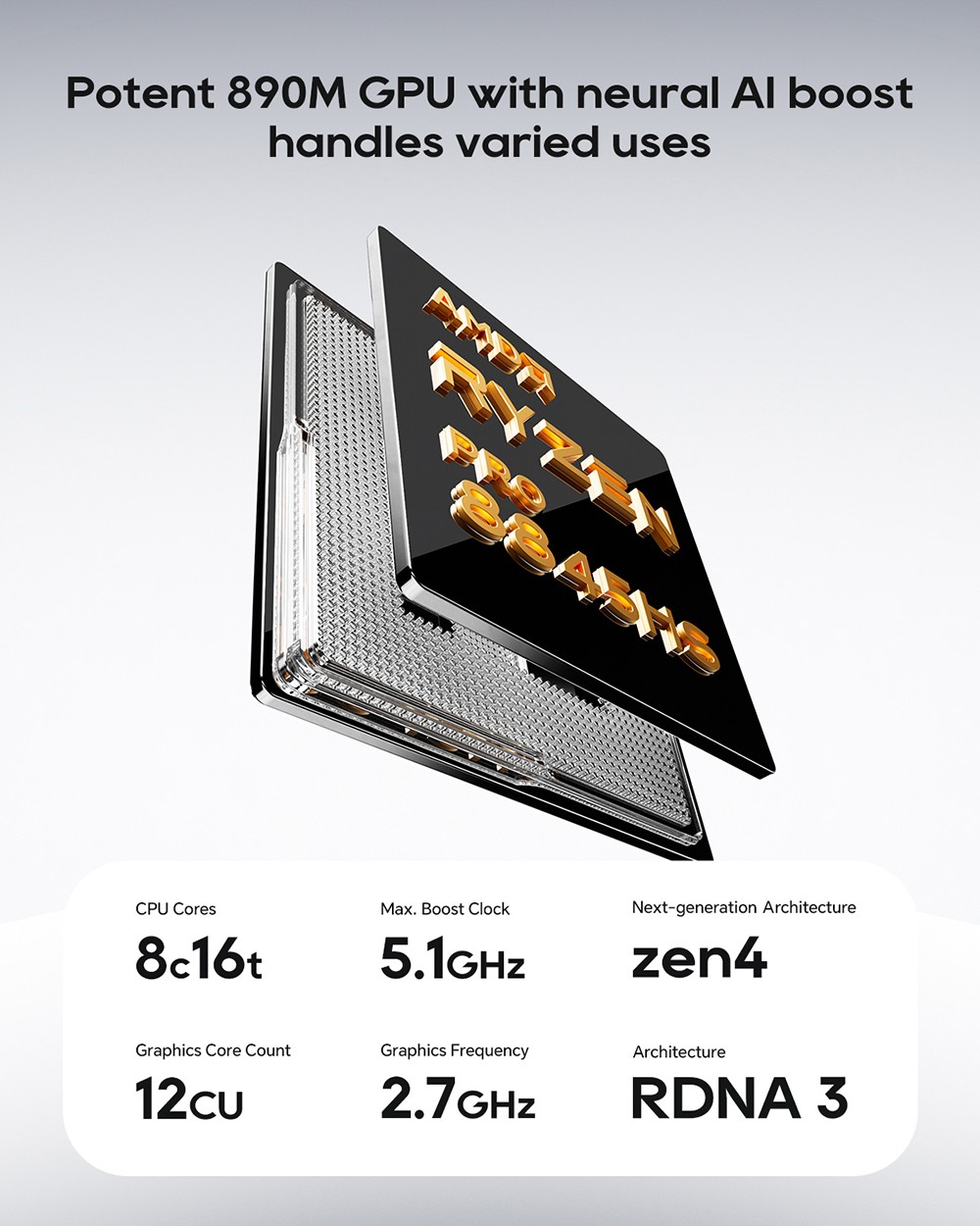 AOOSTAR MACO Mini PC Barebone  No RAM No SSD   AMD Ryzen 7 Pro 8845HS 8 Cores Max 5 1GHz  HDMI   DP   2*USB4 Four Screens Displ