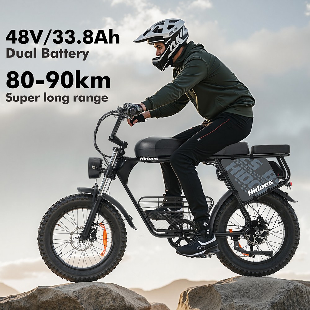 Hidoes B9 Electric Bike  750W Motor  48V 18 2Ah 15 6Ah Dual Battery  20*4 0 inch Tires  45km/h Max Speed  150km Max Range  Fron