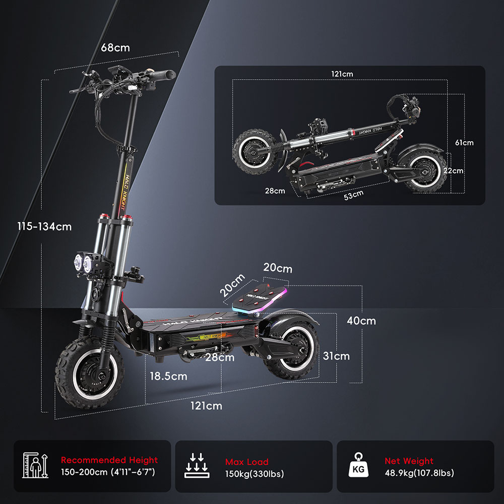 Halo Knight T107 Pro Electric Scooter  2025 Version   3000W*2 Motor  60V 38 4Ah Battery  11 inch Tires  95km/h Max Speed  80km