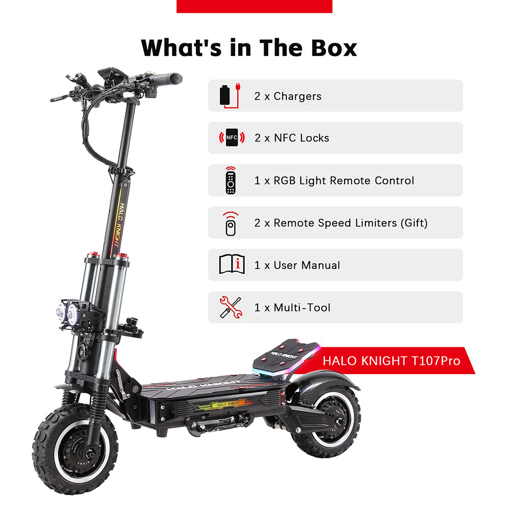 Halo Knight T107 Pro Electric Scooter  2025 Version   3000W*2 Motor  60V 38 4Ah Battery  11 inch Tires  95km/h Max Speed  80km