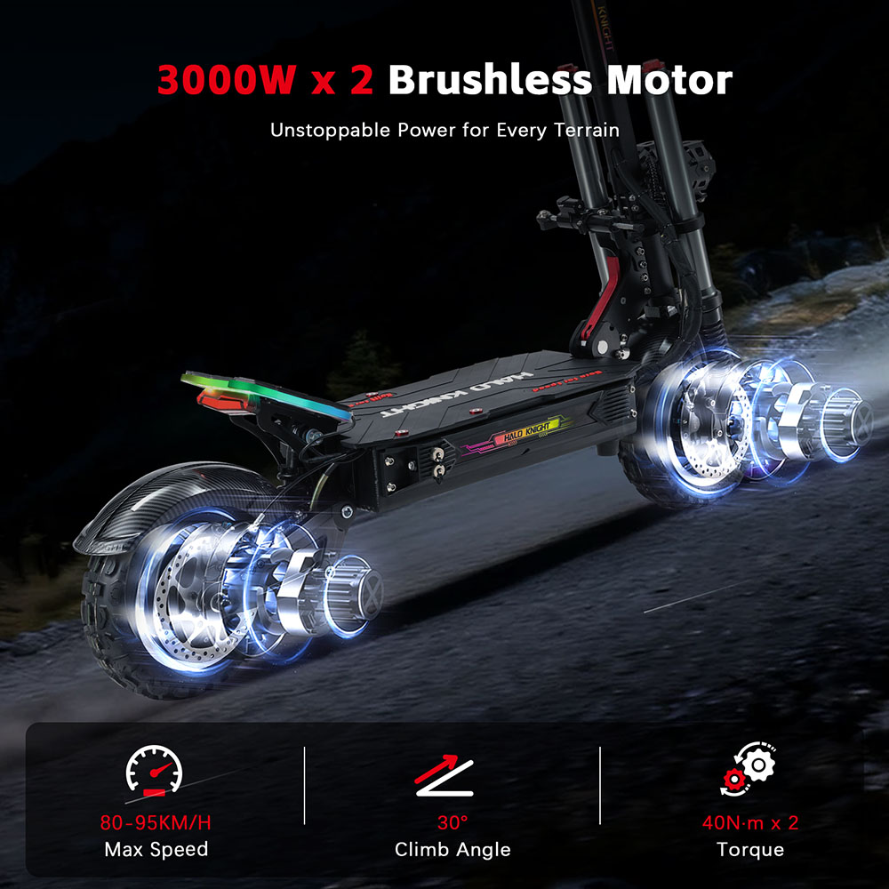 Halo Knight T107 Pro Electric Scooter  2025 Version   3000W*2 Motor  60V 38 4Ah Battery  11 inch Tires  95km/h Max Speed  80km