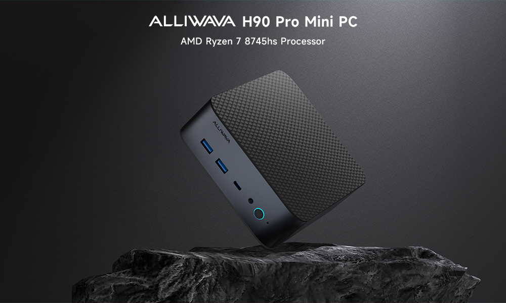 ALLIWAVA H90 Pro Mini PC AMD Ryzen 7 8745HS 8 Cores Max 4 9GHz 16GB DDR5 RAM 1TB SSD HDMI DP USB-C Triple Display WiFi 6 Bl