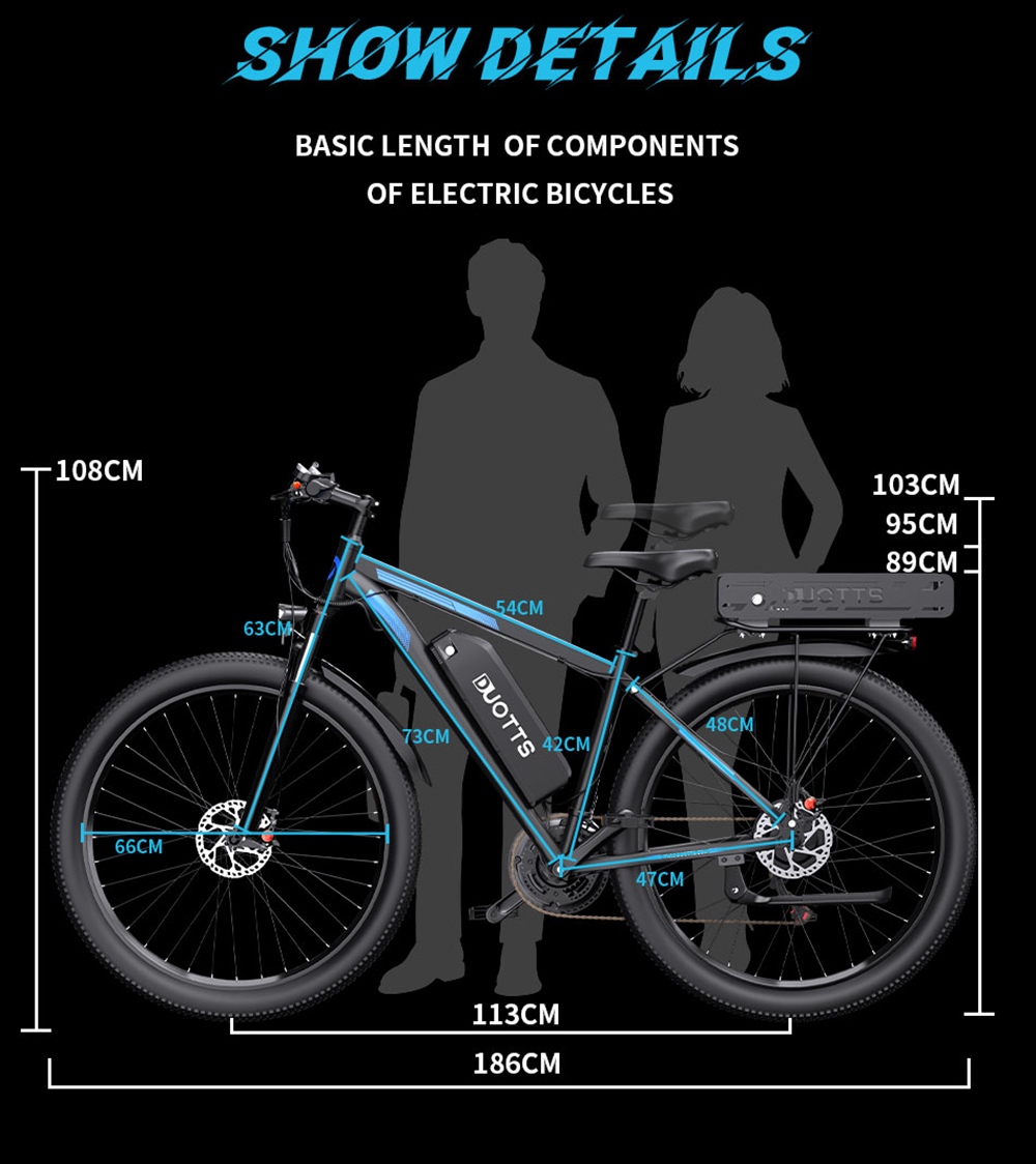 DUOTTS C29-K Electric Bike 750W Motor 48V 15Ah 22 5Ah Battery 29 inch Tires 50km/h Max Speed 170km Max Range Hydraulic Di