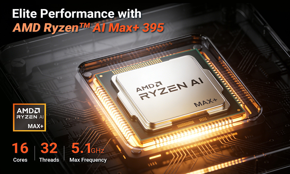 MINIX ER939-AI Mini PC AMD Ryzen™ AI Max 395 16C Max 5 1GHz 128GB LPDDR5 2TB NVMe SSD Radeon 8060S Quad 8K Display HDMI