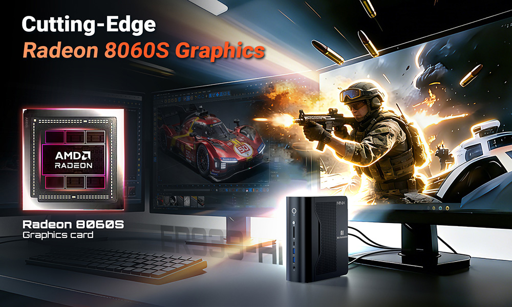 MINIX ER939-AI Mini PC AMD Ryzen™ AI Max 395 16C Max 5 1GHz 128GB LPDDR5 2TB NVMe SSD Radeon 8060S Quad 8K Display HDMI