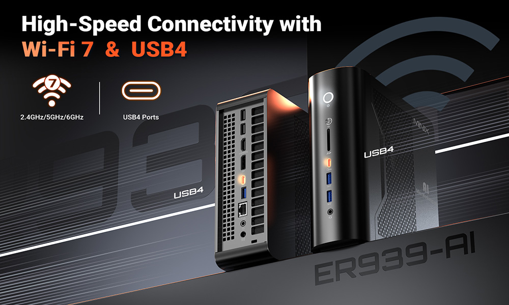 MINIX ER939-AI Mini PC AMD Ryzen™ AI Max 395 16C Max 5 1GHz 128GB LPDDR5 2TB NVMe SSD Radeon 8060S Quad 8K Display HDMI
