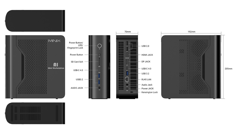 MINIX ER939-AI Mini PC AMD Ryzen™ AI Max 395 16C Max 5 1GHz 128GB LPDDR5 2TB NVMe SSD Radeon 8060S Quad 8K Display HDMI