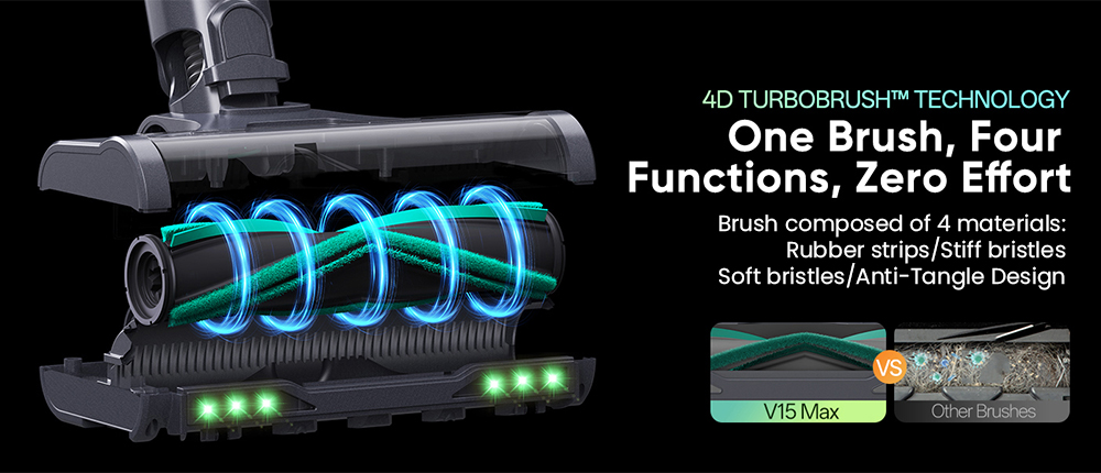 Vactidy V15 Max Cordless Vacuum Cleaner  65kPa Powerful Suction  600W Motor  60-Min Runtime  Flexible Tube  Green Light Dust De