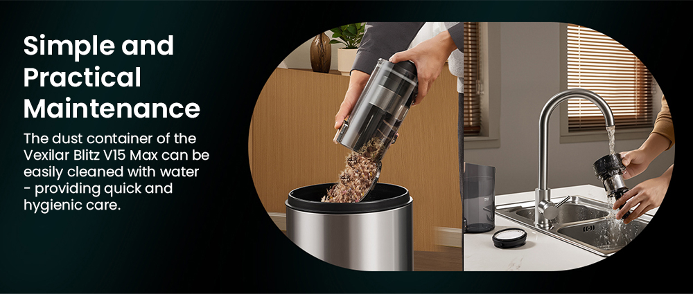 Vactidy V15 Max Cordless Vacuum Cleaner  65kPa Powerful Suction  600W Motor  60-Min Runtime  Flexible Tube  Green Light Dust De