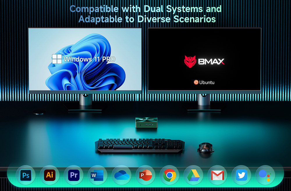 BMAX B6 Turbo Mini PC  Intel Core i5-8257U 4 Cores Up to 3 9GHz  16GB DDR4 RAM 512GB SSD  HDMI   DP Dual 4K Display  4USB 3 0 1