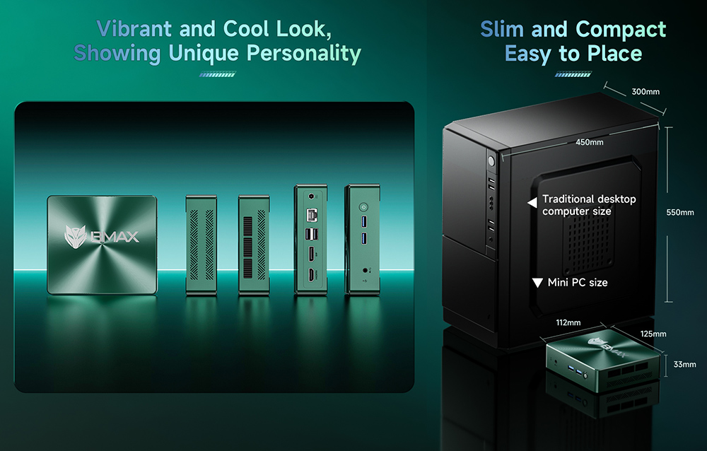BMAX B6 Turbo Mini PC  Intel Core i5-8257U 4 Cores Up to 3 9GHz  16GB DDR4 RAM 512GB SSD  HDMI   DP Dual 4K Display  4USB 3 0 1