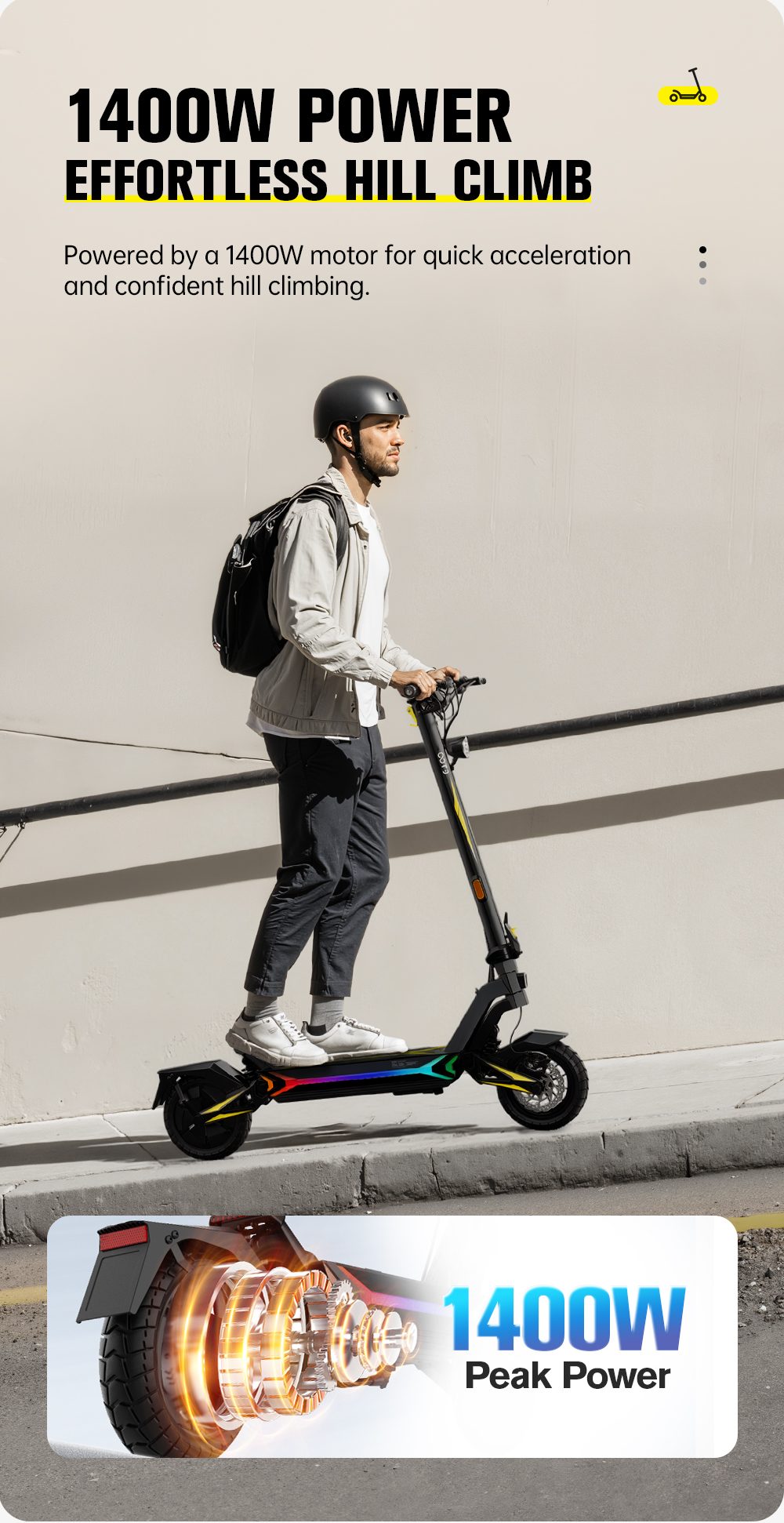 OOTD SR1 Foldable Electric Scooter 1400W Powerful Motor 48V 20Ah Battery 50km/h Max Speed Up to 70km Range 10