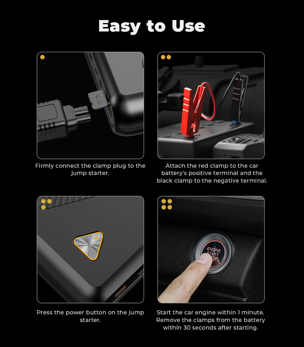 OUKITEL C01 Car Jump Starter  1350A Peak  27500mAh Sodium-Ion Battery  60W PD Fast Charging  12V Auto Battery Booster for Gas 8
