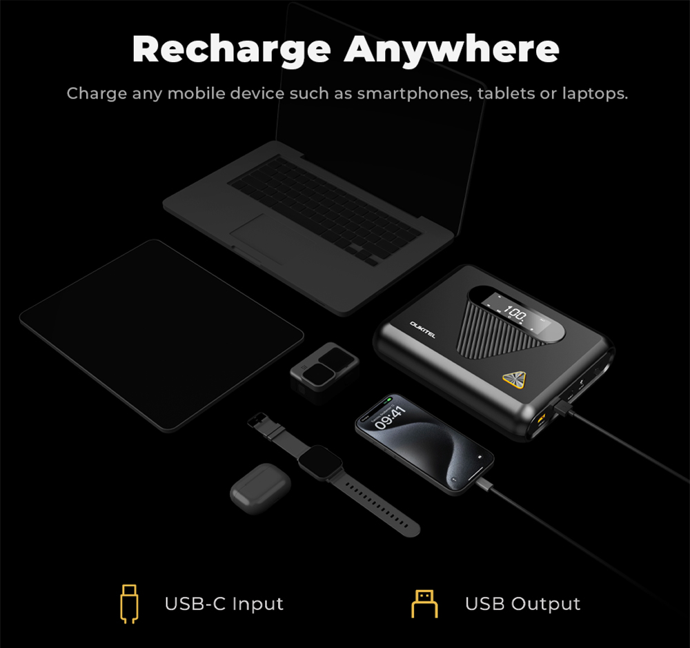 OUKITEL C01 Car Jump Starter  1350A Peak  27500mAh Sodium-Ion Battery  60W PD Fast Charging  12V Auto Battery Booster for Gas 8